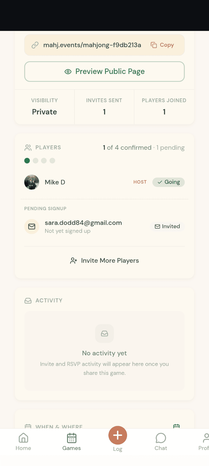 mahj.events seat list with players and waitlist